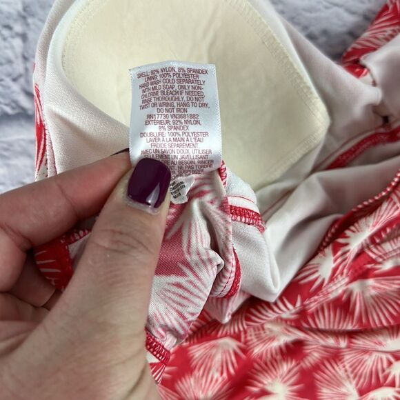 Merona Tie Neck Tankini Red and White Padded Top Size Medium - Picture 5 of 6